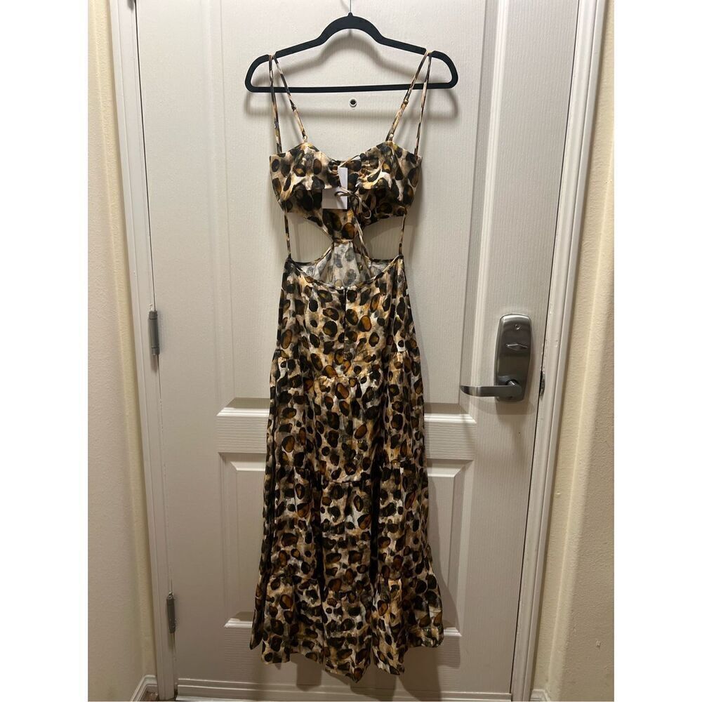 Karina Grimaldi Kos Print Maxi DressWater Stones Brown Vacation Size L NWT$368 - Picture 5 of 7